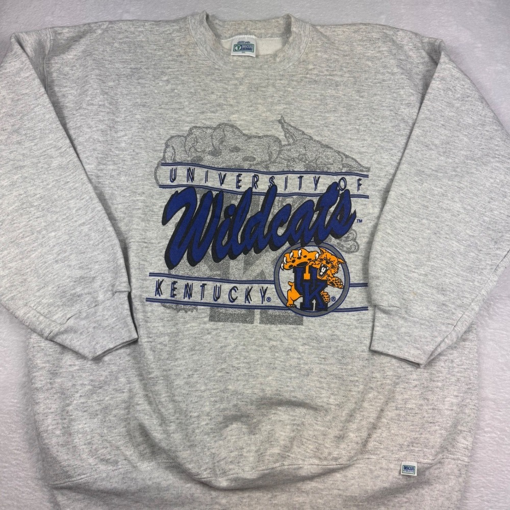 Vintage Discus Athletic University of Kentucky Wildcats Sweatshirt Gray 2XL USA